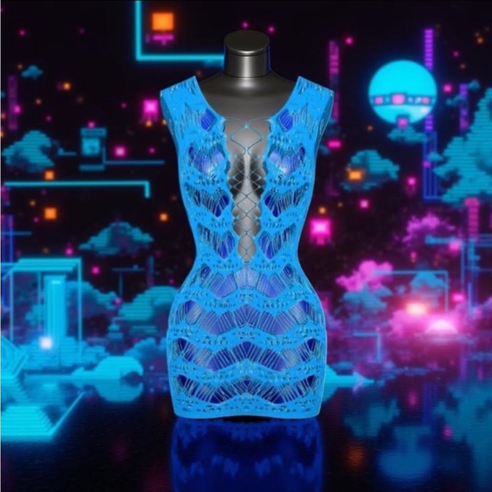 𝒮𝒶𝓁ℯ ✮ Lace Sleeveless Rave Bodycon Festival coverup Mini Dress Fishnet Party